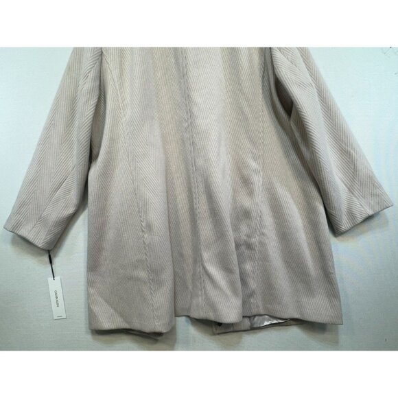 Calvin Klein Womens Herringbone Coat 3X Cream White Pockets & Full Lining - Picture 14 of 16